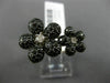 ESTATE 3.86CT WHITE & BLACK DIAMOND 14KT WHITE GOLD 3D DOUBLE FLOWER LOVE RING