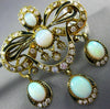ANTIQUE EXTRA LARGE 7.0CT DIAMOND & OPAL 14K YELLOW GOLD BROOCH / PENDANT #23377