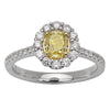 ESTATE .92CT WHITE & FANCY YELLOW DIAMOND 18KT TWO TONE GOLD 3D ENGAGEMENT RING