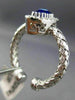 ESTATE .16CT DIAMOND & EVIL EYE 14KT WHITE GOLD 3D LUCKY FLEXIBLE WOVEN FUN RING