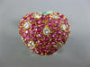 ESTATE LARGE 8.0CT DIAMOND & AAA PINK SAPPHIRE 18KT YELLOW GOLD PUFF HEART RING