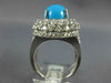 ESTATE LARGE 9.86CT DIAMOND & AAA TURQUOISE 14KT WHITE GOLD OVAL FUN RING #1997