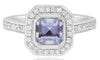 1.57CT DIAMOND & AAA PINK AMETHYST 18KT WHITE GOLD EMERALD CUT & ROUND HALO RING