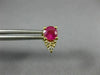 ANTIQUE 1.20CT DIAMOND & AAA RUBY 14KT YELLOW GOLD CLUSTER STUD EARRINGS #18909
