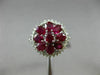 ESTATE LARGE 1.80CT DIAMOND & AAA RUBY 18KT WHITE GOLD 3D HALO FLOWER LOVE RING