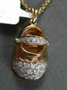 ESTATE .43CT DIAMOND 14KT WHITE & ROSE GOLD BABY SHOE FLOATING PENDANT & CHAIN