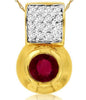 ESTATE .63CT DIAMOND & AAA RUBY 14KT YELLOW GOLD 3D CLASSIC ETOILE BEZEL PENDANT