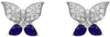 ESTATE .97CT DIAMOND & AAA SAPPHIRE 14KT WHITE GOLD 3D BUTTERFLY STUD EARRINGS