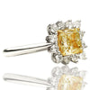 GIA LARGE 2.62CT WHITE & FANCY YELLOW DIAMOND 18KT TWO TONE GOLD ENGAGEMENT RING