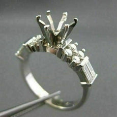 ANTIQUE .70CT DIAMOND 14KT WHITE GOLD BAGUETTE SEMI MOUNT ENGAGEMENT RING #22804