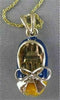 ESTATE 14KT YELLOW GOLD BLUE YELLOW ENAMEL LACED SHOE PENDANT + CHAIN #20847