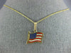 ESTATE RED WHITE & BLUE ENAMEL 14KT YELLOW GOLD 3D AMERICAN FLAG PENDANT #25306