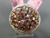 ESTATE LARGE 3.43CT FANCY PINK & WHITE DIAMOND 18K GOLD 3D MULTI SHAPE OVAL RING