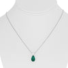 3.51CT DIAMOND & AAA EMERALD 18KT WHITE GOLD PEAR SHAPE SOLITAIRE LOVE NECKLACE