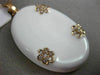 ESTATE LARGE .45CT DIAMOND & AAA WHITE ENAMEL 14KT ROSE GOLD FLOWER LOVE PENDANT