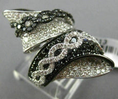 ESTATE MASSIVE 4.36CT WHITE & BLACK DIAMOND 14K WHITE GOLD 3D INFINITY LOVE RING