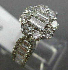 EFFY 2.0CT ROUND BAGUETTE DIAMOND 14K WHITE GOLD 3D FLOWER LOVE FRIENDSHIP RING