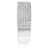 WIDE .75CT DIAMOND 18KT WHITE GOLD MULTI ROW PAVE SEMI ETERNITY ANNIVERSARY RING