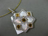 ESTATE LARGE 1.50CT DIAMOND & CITRINE 14K TWO TONE GOLD SQUARE SNOWFLAKE PENDANT