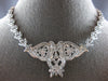 LARGE & LONG 3CT DIAMOND 14KT WHITE GOLD 3D DOUBLE HEART FILIGREE NECKLACE 28190