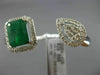 LARGE 2.90CT DIAMOND & AAA EMERALD 14KT WHITE GOLD 3D CLUSTER DOUBLE FINGER RING