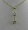 ESTATE .67CT DIAMOND 14K GOLD PAST PRESENT FUTURE 3 STONE PENDANT 16" VVS #13089
