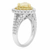 LARGE 2.51CT WHITE & FANCY YELLOW DIAMOND 18KT 2 TONE GOLD HEART ENGAGEMENT RING