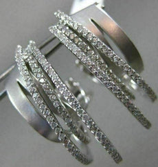 ESTATE LARGE .79CT DIAMOND 14KT WHITE GOLD 3D MULTI ROW CLIP ON HANGING EARRINGS