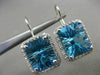 ESTATE LARGE 16.48CT DIAMOND BLUE TOPAZ 14KT GOLD HALO FILIGREE HANGING EARRINGS