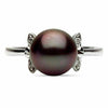 ESTATE .05CT DIAMOND & AAA TAHITIAN PEARL 14KT WHITE GOLD FLOWER BUTTERFLY RING