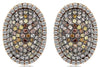 LARGE 3.10CT MULTI COLOR DIAMOND 18KT ROSE GOLD 3D CLUSTER OVAL CLIP ON EARRINGS