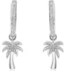ESTATE .02CT DIAMOND 14KT WHITE GOLD 3D PALMTREE FUN HANGING EARRINGS