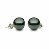 ESTATE AAA 10.5MM TAHITIAN PEARL 14KT WHITE GOLD CLASSIC SOLITAIRE STUD EARRINGS