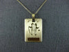 ESTATE 14KT YELLOW GOLD ADAM & EVE HAND ETCHED ENGRAVABLE SQUARE PENDANT #25051