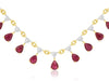 2.45CT DIAMOND & AAA RUBY 14K 2 TONE GOLD 3D PEAR SHAPE FLOATING TENNIS NECKLACE