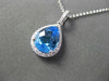 ESTATE 2.47CTW DIAMOND & AAA EXTRA FACET BLUE TOPAZ 14KT WHITE GOLD DROP PENDANT