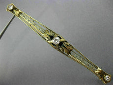 ANTIQUE LARGE .4CT OLD MINE DIAMOND 14K YELLOW GOLD FILIGREE VICTORIAN PIN 26164
