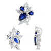 LARGE 2.40CT DIAMOND AAA SAPPHIRE 14K WHITE GOLD CLUSTER FLOWER FLOATING PENDANT