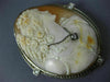 ANTIQUE EXTRA LARGE .25CT OLD MINE DIAMOND 14K WHITE GOLD CAMEO PENDANT PIN 1918