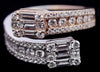 1.24CT DIAMOND 18KT WHITE & ROSE GOLD ROUND & BAGUETTE CLUSTER CRISS CROSS RING