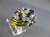ESTATE LARGE 2.0CT DIAMOND & AAA SAPPHIRE 18KT 2 TONE GOLD 3D FLOWER FUN RING
