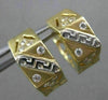 ESTATE 14KT TWO TONE GOLD HEXAGON ETOILE DOUBLE SIDED CZ HUGGIE EARRINGS #24343