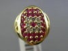 ESTATE WIDE 1.13CT DIAMOND & AAA PINK RUBY 14KT YELLOW GOLD 3D OVAL CLUSTER RING