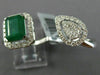 LARGE 2.90CT DIAMOND & AAA EMERALD 14KT WHITE GOLD 3D CLUSTER DOUBLE FINGER RING
