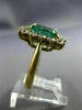 ESTATE LARGE 5.36CT DIAMOND & AAA EMERALD 18K YELLOW GOLD FLOWER ENGAGEMENT RING