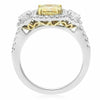 GIA CERTIFIED 2.59CT WHITE & FANCY YELLOW DIAMOND 18K 2TONE GOLD ENGAGEMENT RING