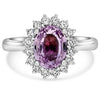 WIDE 3.03CT DIAMOND & AAA PINK SAPPHIRE 14KT WHITE GOLD FLOWER ENGAGEMENT RING