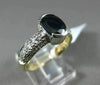 ESTATE WIDE .84CT DIAMOND & SAPPHIRE 14KT 2 TONE GOLD SEMI BEZEL ENGAGEMENT RING
