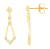ESTATE .23CT DIAMOND 14KT YELLOW GOLD GEOMETRICAL TEAR DROP FUN HANGING EARRINGS