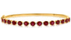 4.35CT DIAMOND AAA RUBY 14K YELLOW GOLD ROUND SEMI ETERNITY CUFF BANGLE BRACELET